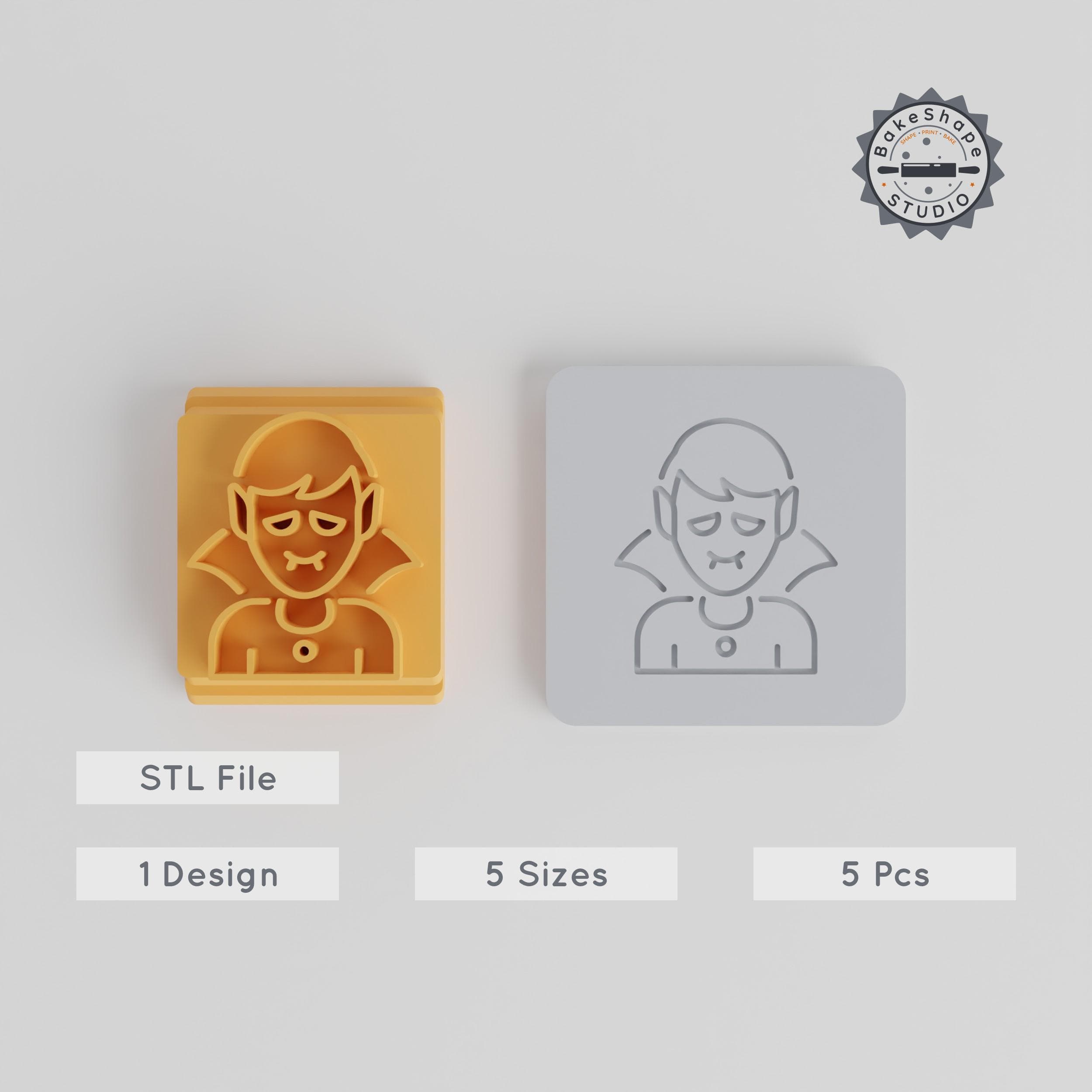 Vampire Stamp Tile Set, 5 Sizes, Halloween Cookie & Clay Impressions, Gothic Horror Design PRODUCT_1904 3d model