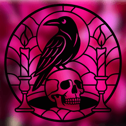 Crow with Skull and candles for stained glass resin DIY or wall decor 3d model