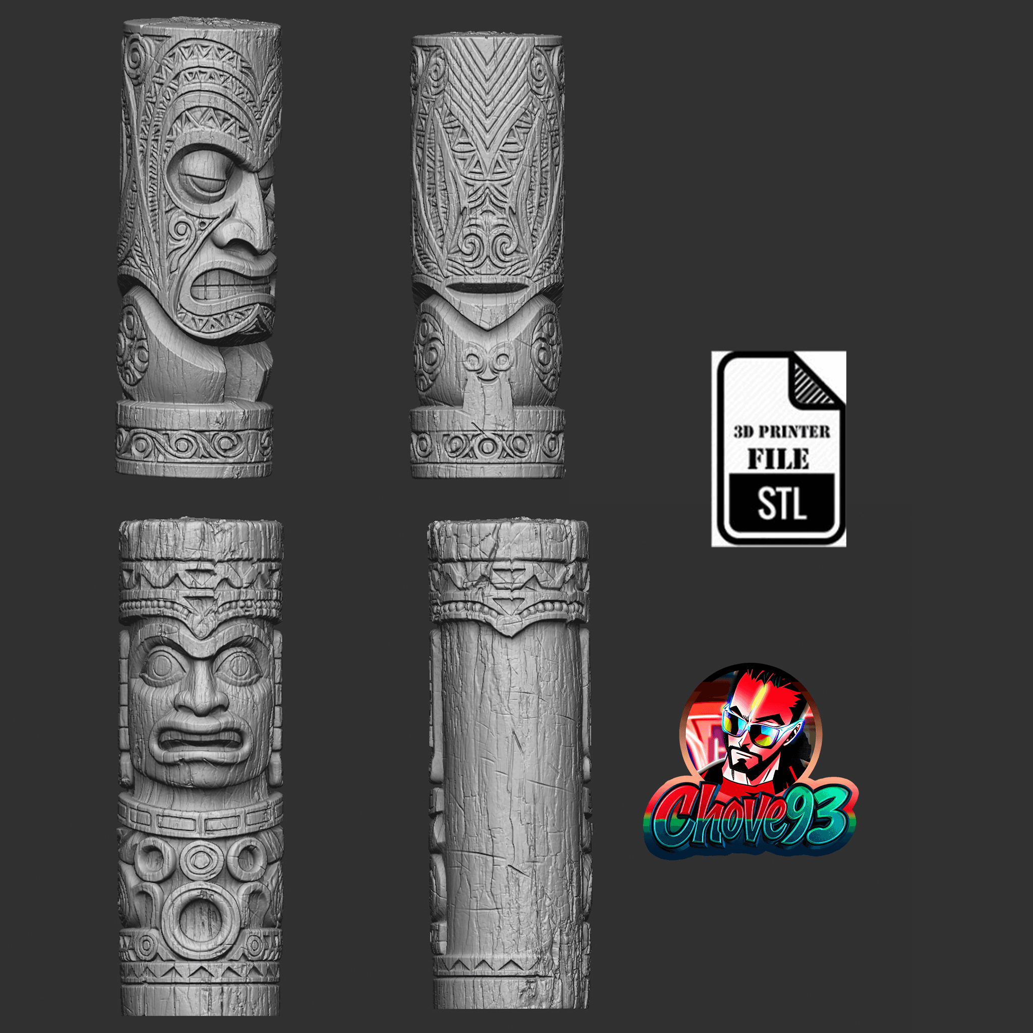 Traditional Wooden Totems/2 models 3d model