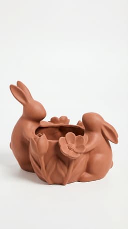Whimsical Spring Bunny & Flora Succulent Planter - Sculptural Home Decor 3d model