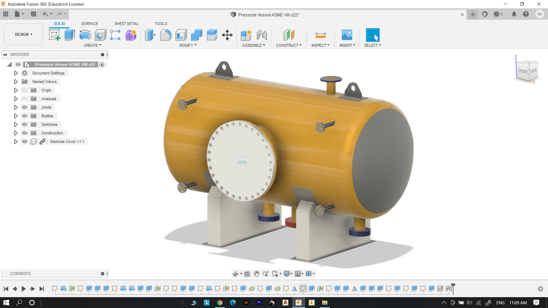 Pressure Vessel ASME VIII - Fusion360 Design view - 3d model