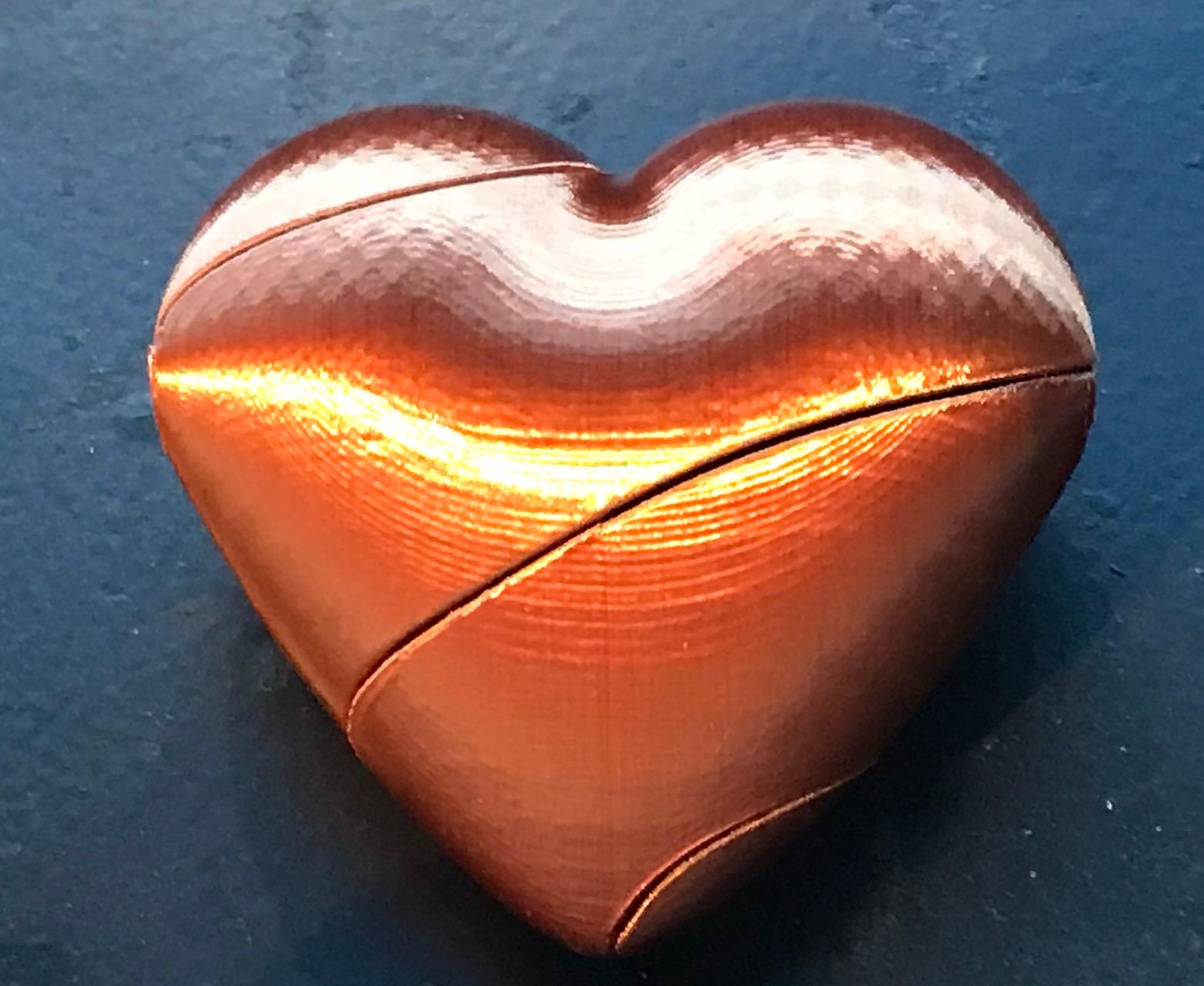 Large Helical Heart with Secret Compartment - Copper Silk PLA Feb 14, 2023 - 3d model