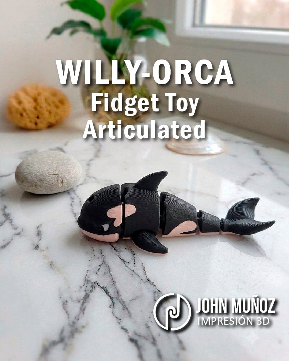 Willy Orca - Articulated Fidget Toy & Keychain - Free Support 3d model