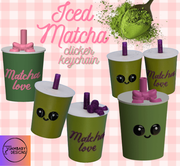 Iced Matcha Clicker Fidget Keychain 3d model