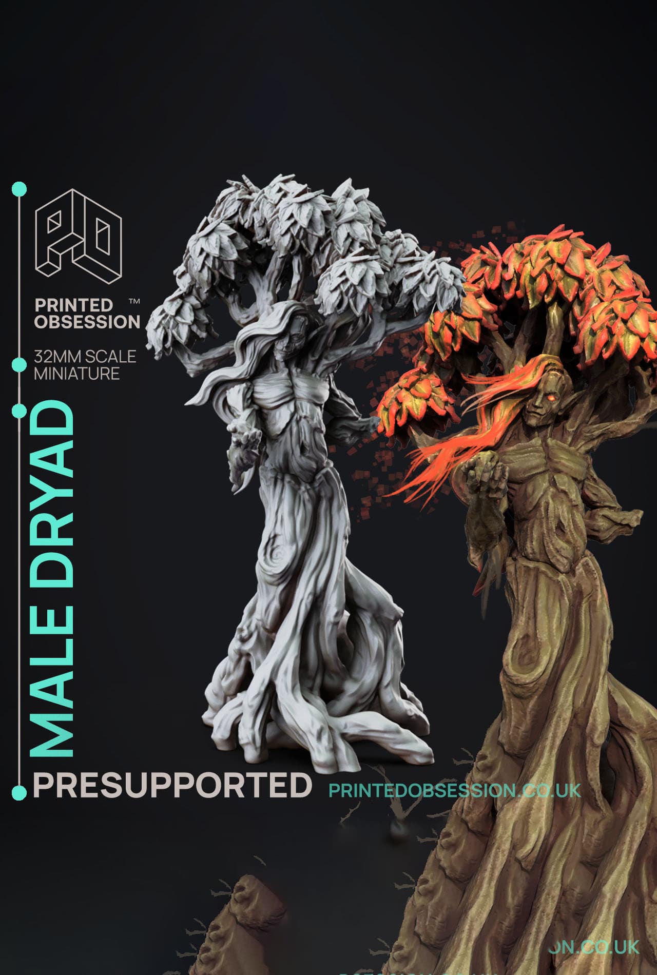 Dryad - Faywild Vs Shadowfell - PRESUPPORTED - Illustrated and Stats - 32mm scale 3d model