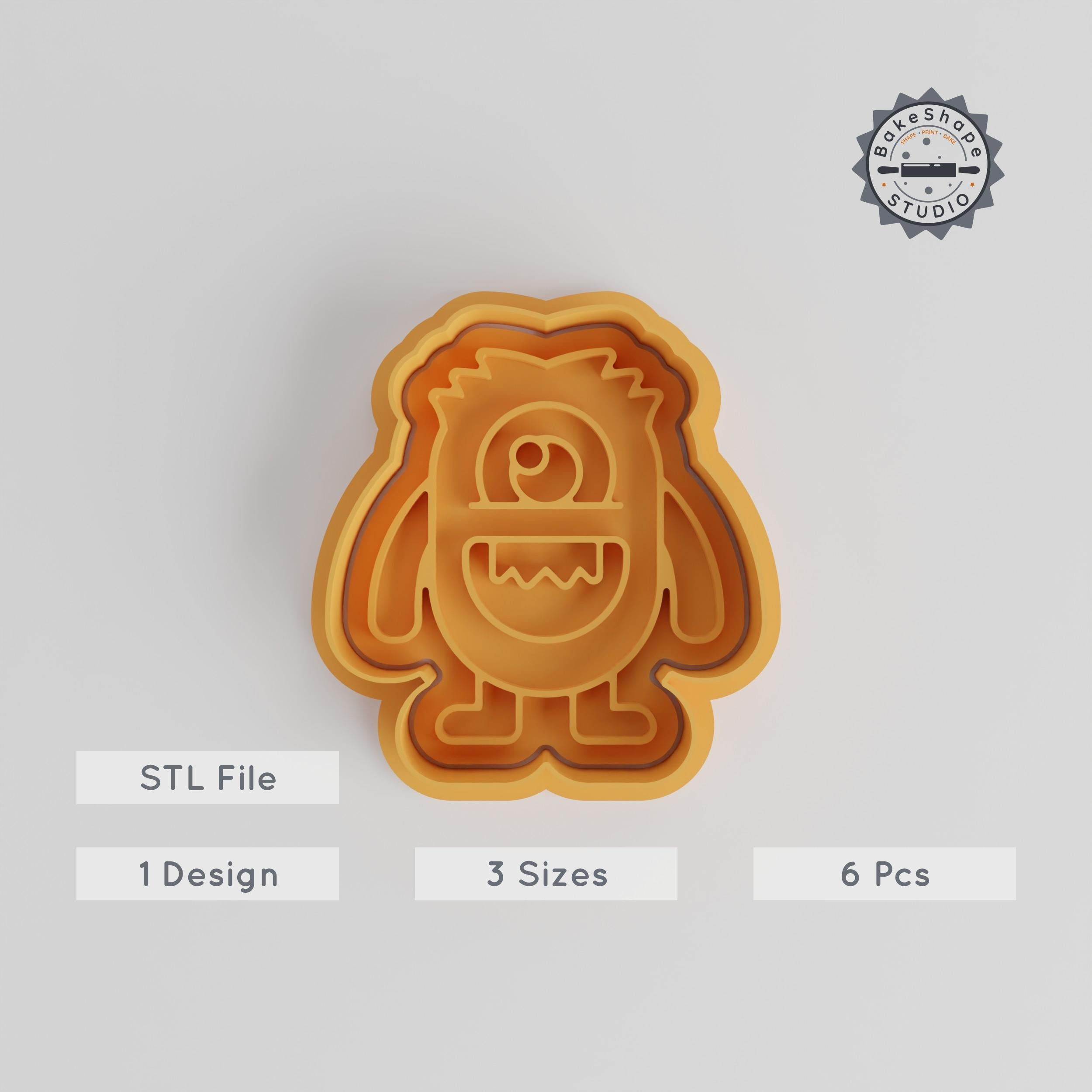 Spikey Hair Monster Cutter & Stamp Set, Cartoon Character Theme, 3 Sizes, Perfect for Cookies & Fondant, Playful Creature Design PRODUCT_3057 3d model