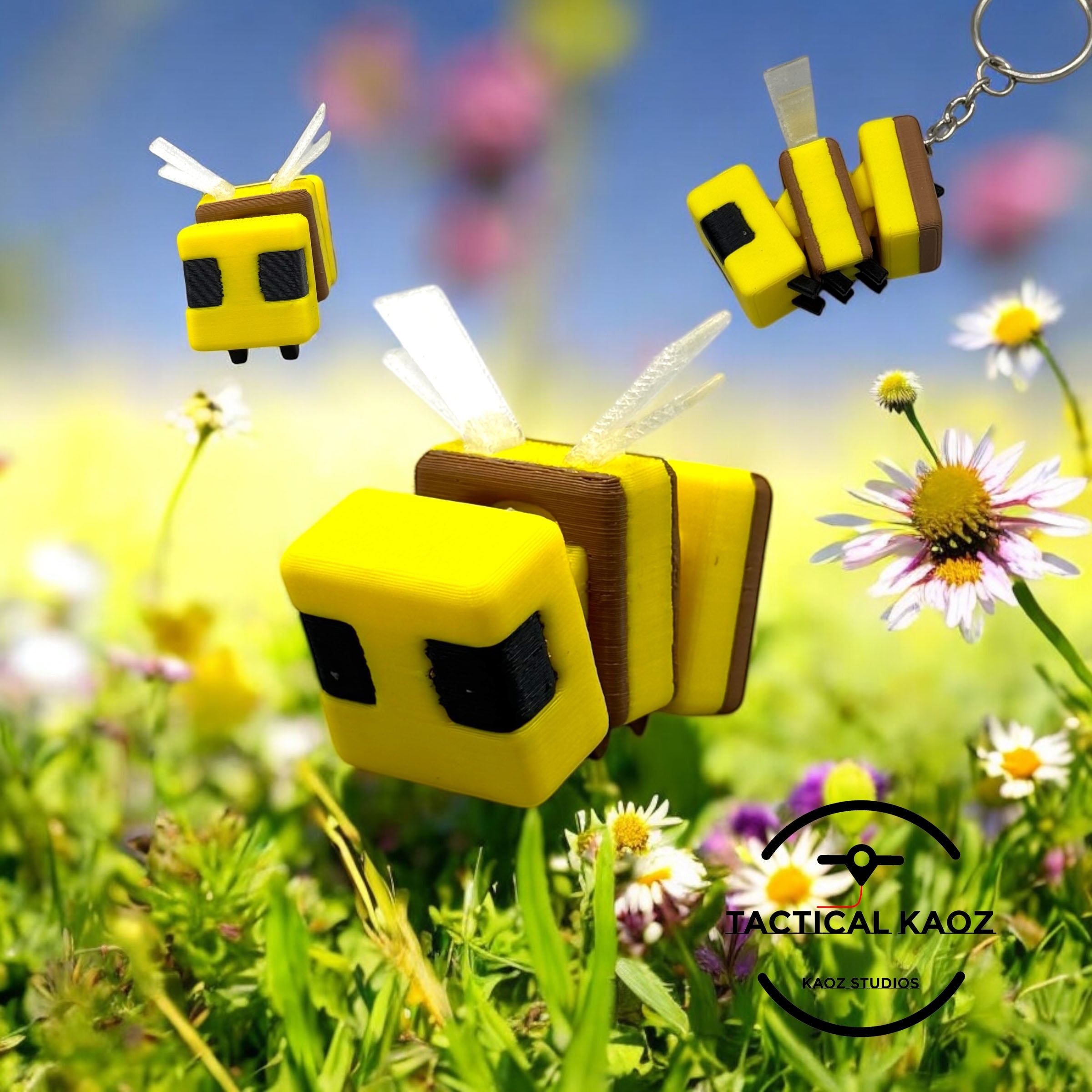 Minecraft Bee – Flexy Print-in-Place + Keychain Version 3d model