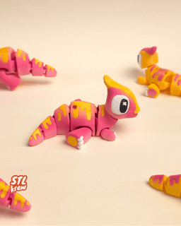 Cute Parasaur Articulated Dinosaur AMS Parry , no support, print in place 3d model