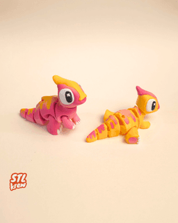 Cute Parasaur Articulated Dinosaur AMS Parry , no support, print in place 3d model