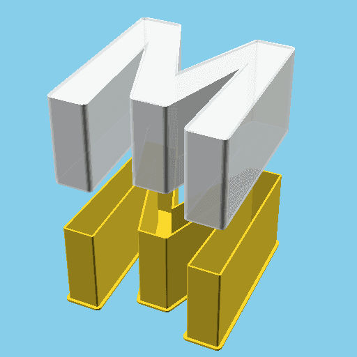 LATIN CAPITAL LETTER M, nestable box (v1) 3d model