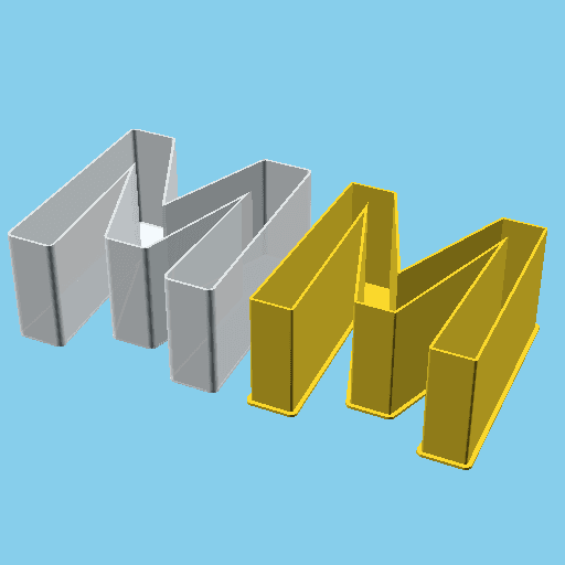 LATIN CAPITAL LETTER M, nestable box (v1) 3d model