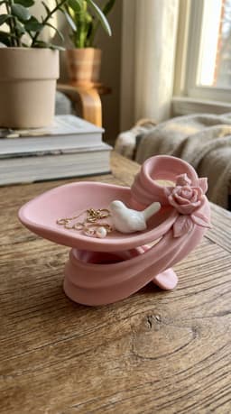 Coquette Ribbon Jewelry Tray with Rose & Bird Accent – Romantic Vanity Catchall STL 3d model