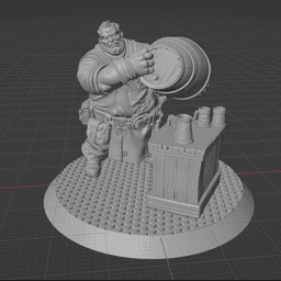 FREE NPC Barkeep Fantasy Miniatures 32mm STL for TTRPG 3d model