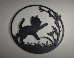 Playful Kitten Floral 2D Wall Art 3d model