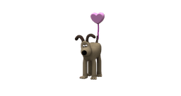 Gromit with heart balloon