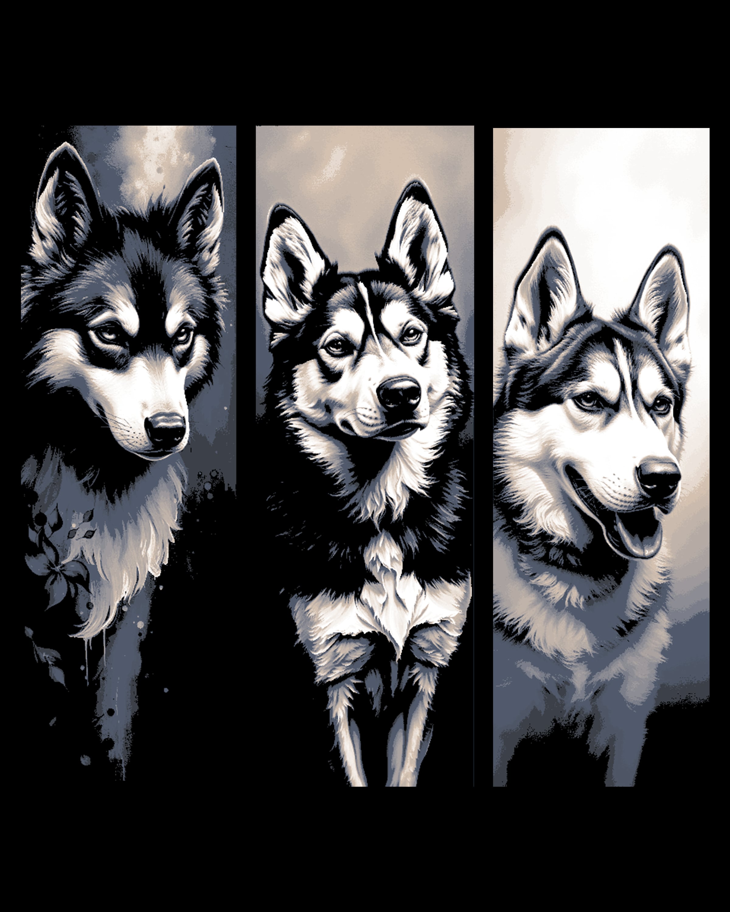 Portraits of the domesticated wolf - the beautiful Husky - Set of Bookmarks 3d model