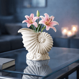 Shell Flower Vase | Elegant Spiral Ocean Decor | Nautilus Planter | Modern Coastal Home Accent 3d model