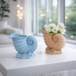 Shell Flower Vase | Elegant Spiral Ocean Decor | Nautilus Planter | Modern Coastal Home Accent 3d model