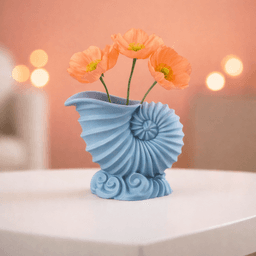 Shell Flower Vase | Elegant Spiral Ocean Decor | Nautilus Planter | Modern Coastal Home Accent 3d model