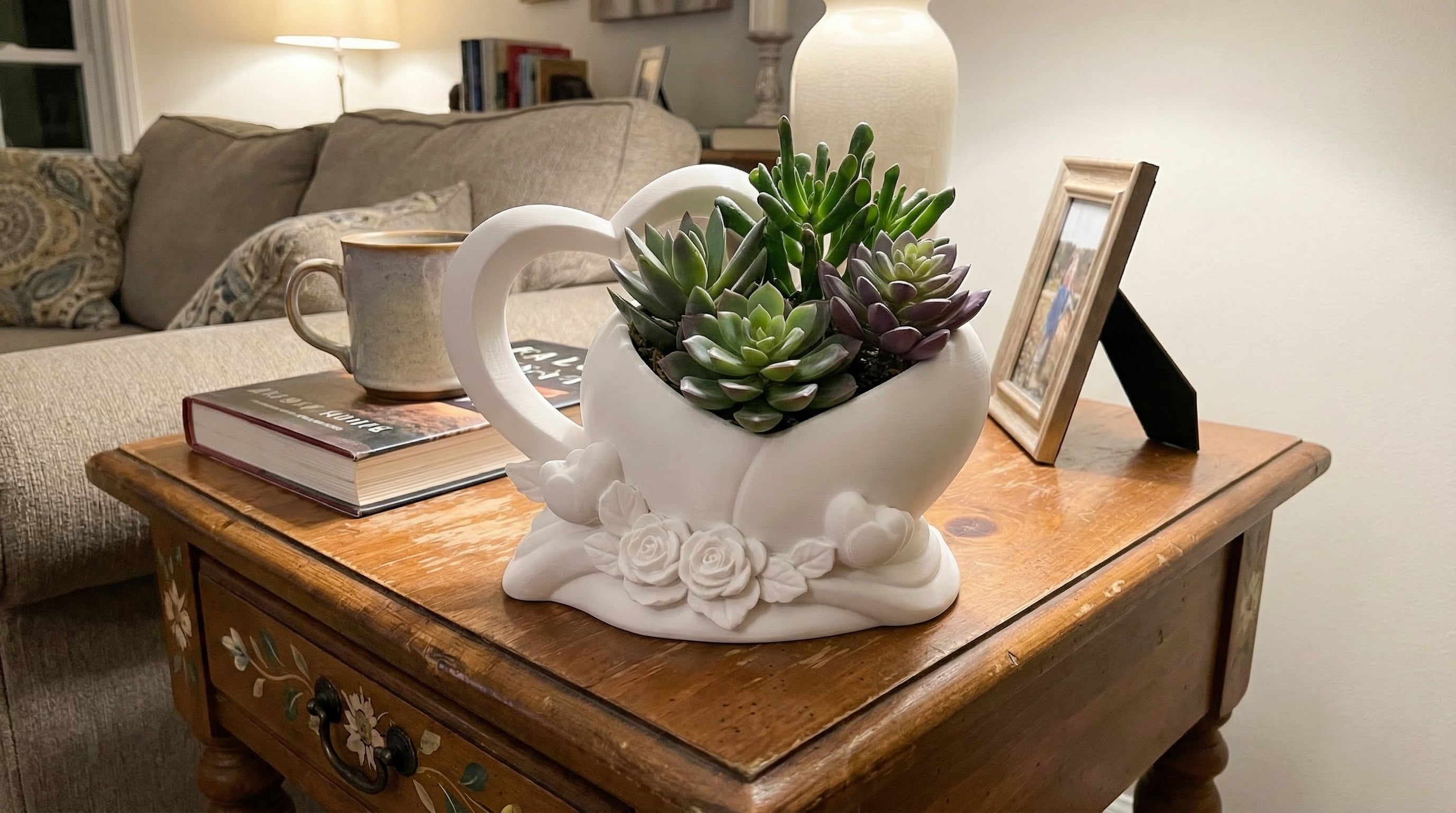FREE Heart Rose Succulent Planter - 3D Printed Valentine's Decor Pot 3d model