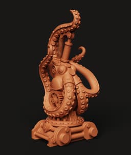 Steampunk Octopus Headphone Stand Bronze Gear Desk Setup 3d model