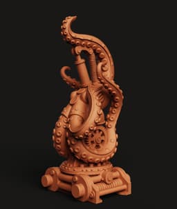 Steampunk Octopus Headphone Stand Bronze Gear Desk Setup 3d model