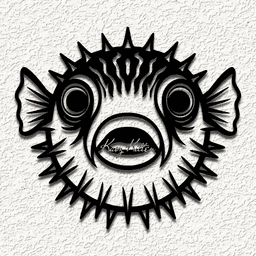 ocean puffer fish with optional eye inserts (for googly eyes) wall art home decor 3d model