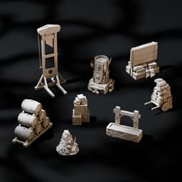 Grimdark Town Square Scatter Terrain | 28mm/32mm Heroic 3d model
