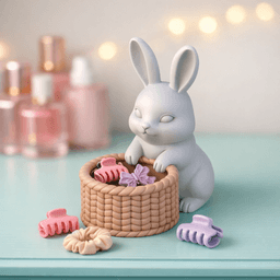 Easter Bunny Basket | Rabbit with Tufted - Woven Basket | Spring Candy Bowl - Holder 3d model