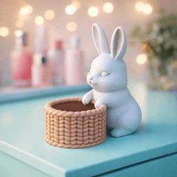 Easter Bunny Basket | Rabbit with Tufted - Woven Basket | Spring Candy Bowl - Holder 3d model