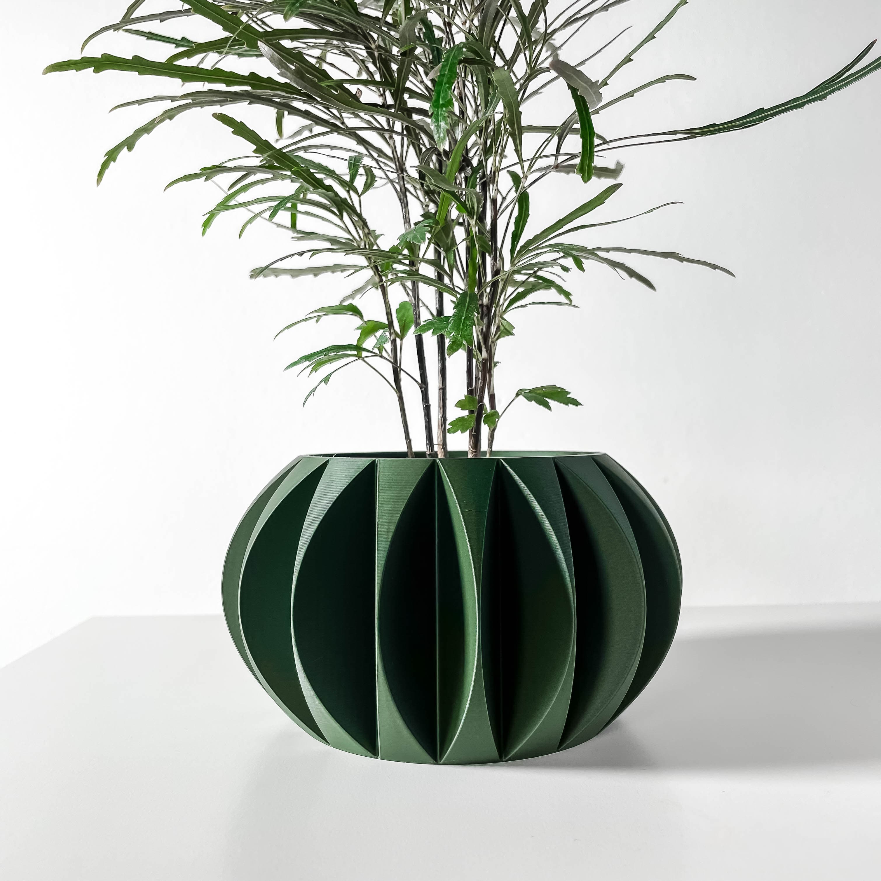 The Kire Planter Pot with Drainage Tray & Stand: Modern and Unique Home Decor 3d model