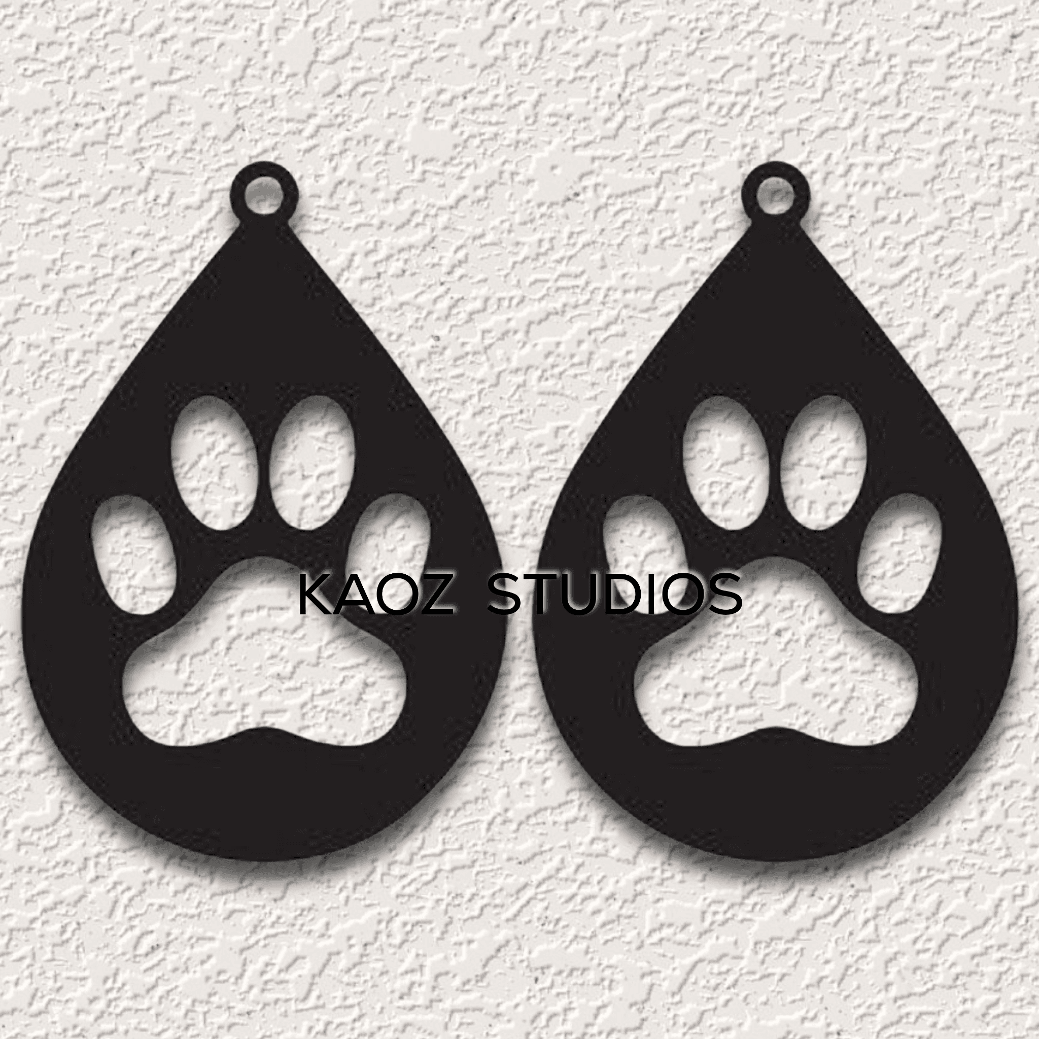 paw print earrings animal prints jewelry cat paw pendants 3d model