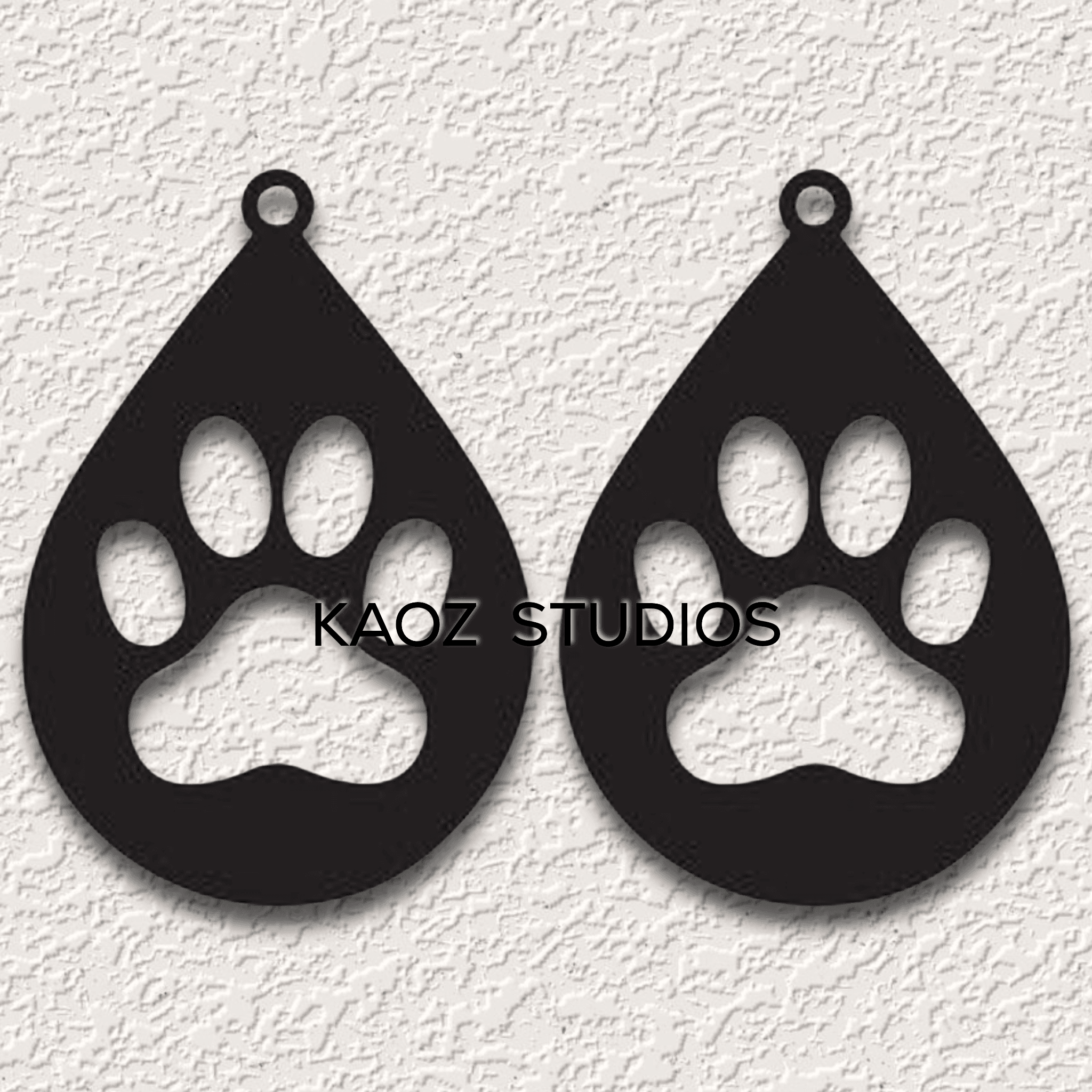 paw print earrings animal prints jewelry cat paw pendants 3d model