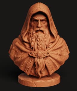 Archmage Wizard Bust | Mystic Sorcerer Statue | High Fantasy Mage Sculpture 3d model