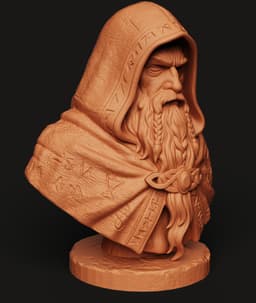 Archmage Wizard Bust | Mystic Sorcerer Statue | High Fantasy Mage Sculpture 3d model
