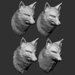 Fox Bust - 4 Types 3d model