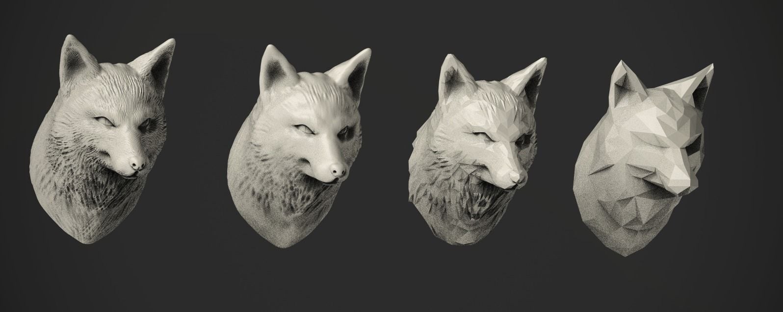 Fox Bust - 4 Types 3d model