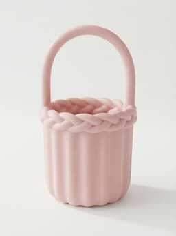 Coquette Braided Handle Vanity Basket – Aesthetic Makeup Brush & Skincare Organizer 3d model