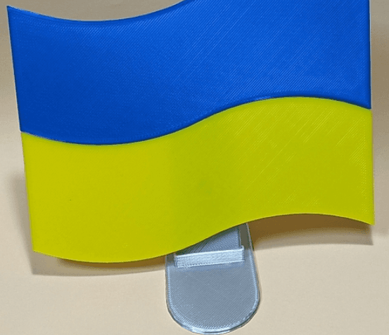 Ukraine flag and stand 3d model