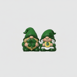 St. Patrick’s Day Gnome Couple STL File – Irish Lucky Pair with Shamrock and Horseshoe 3d model