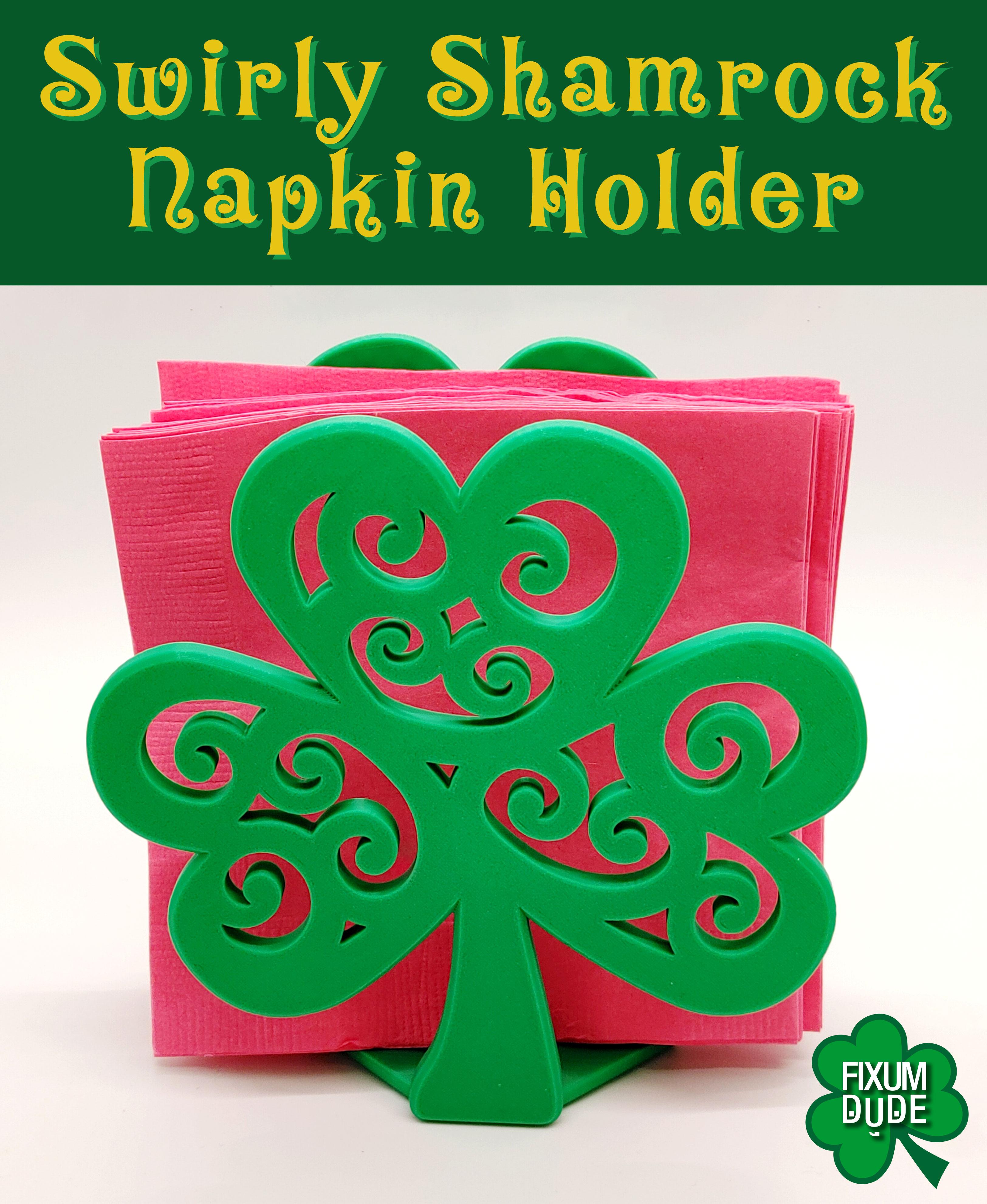 Swirly Shamrock St. Patrick's Day Napkin Holder 3d model