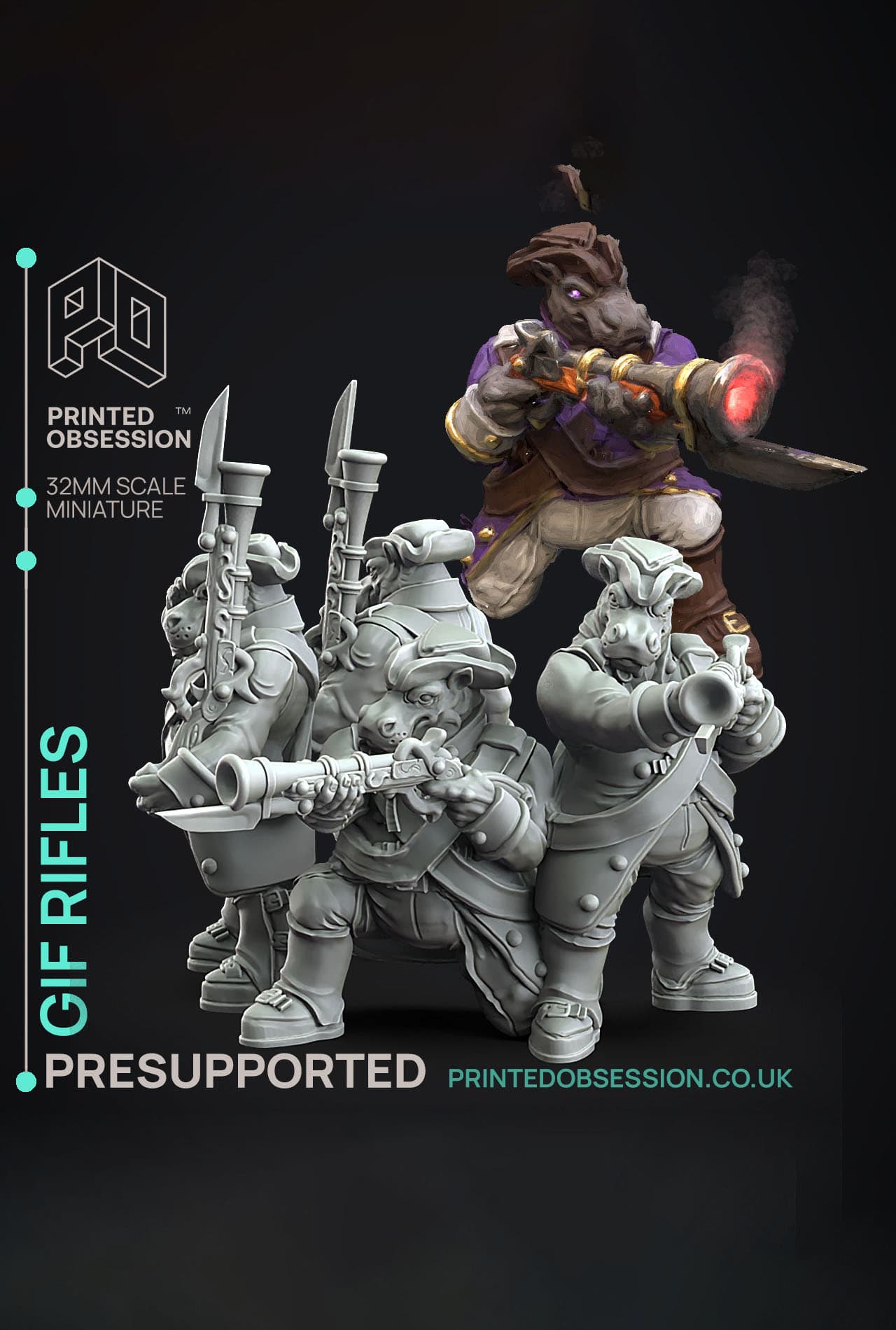 Giff Rifle - Weird Shores - PRESUPPORTED - Illustrated and Stats - 32mm scale 3d model