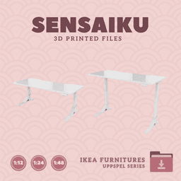 Miniature Replica 03. UPPSPEL Gaming Desk 70 In on Casters for Miniature Dollhouse - IKEA - 3D Print 3d model