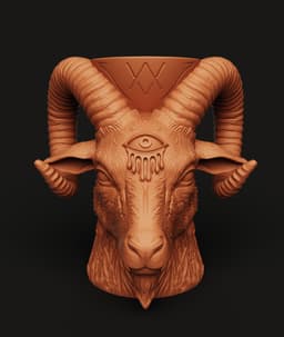 Occult Baphomet Pot STL | Gothic Goat 3D Print | Dark Decor 3d model