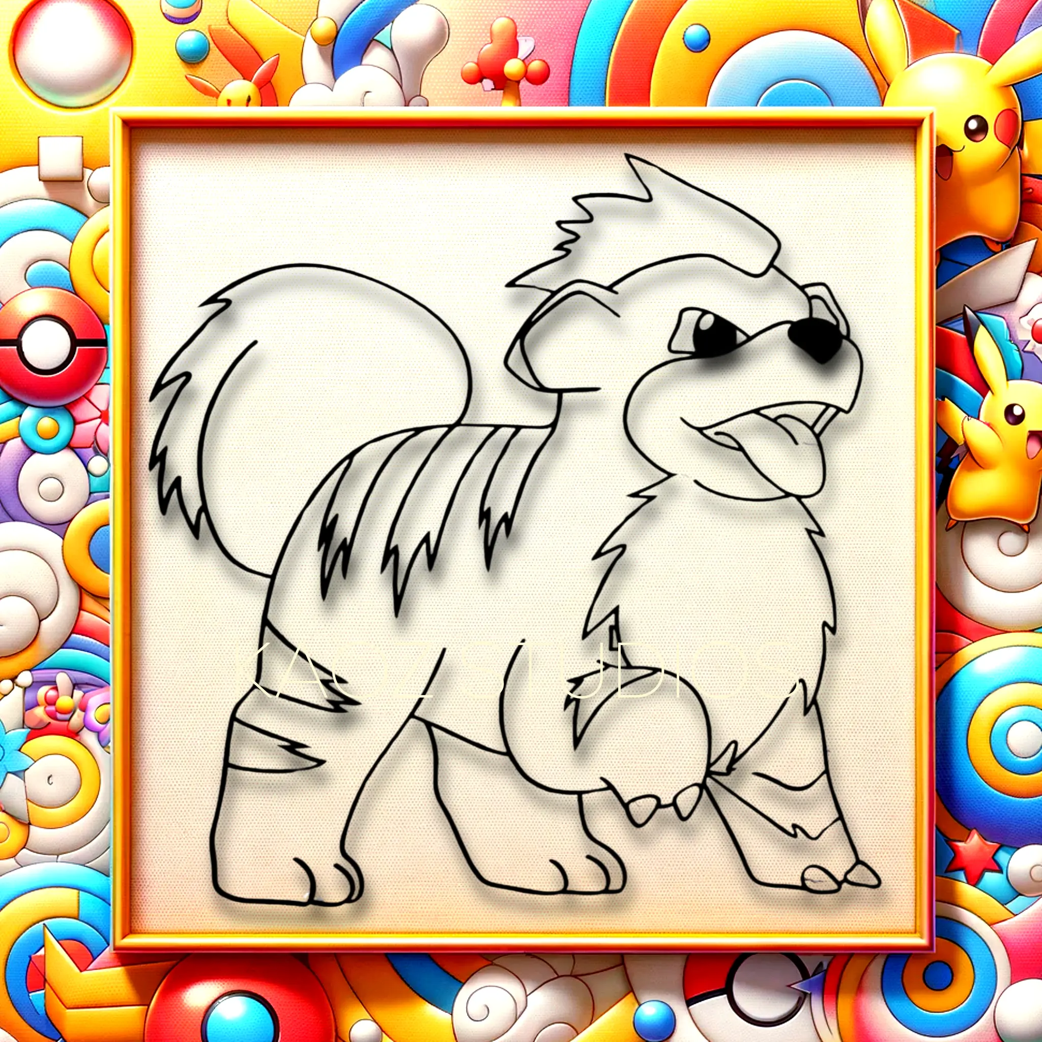 GROWLITHE wall art pokemon wall decor 2d art game room decoration 3d model