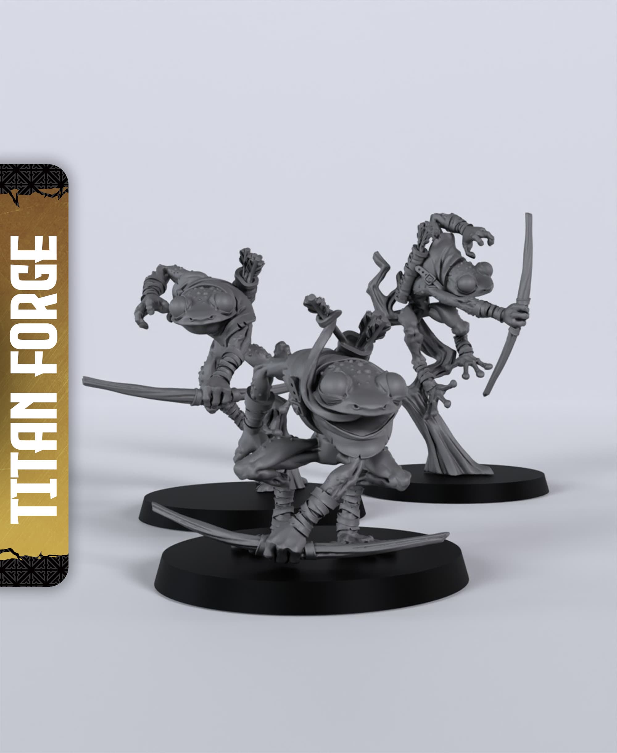 Frog Archers - With Free Dragon - 5e DnD Inspired for RPG and Wargamers 3d model
