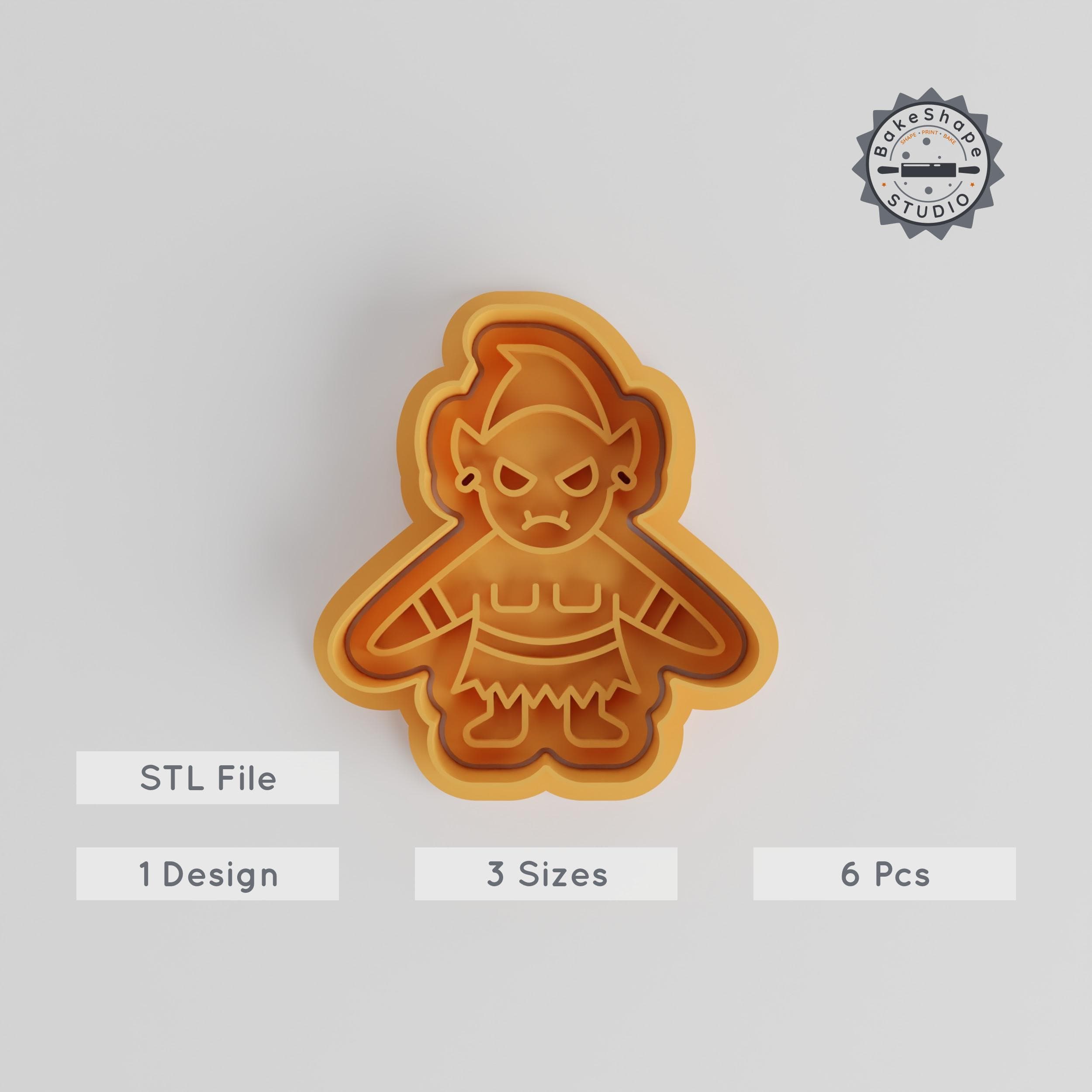 Goblin Shape Cutter & Stamp Set, 6-Piece, Perfect for Cookies & Fondant, Halloween Design, 3 Sizes S/M/L PRODUCT_5647 3d model