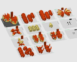 Dragon Builder System (Fire) - Modular Flexi Dragons, Mix & Match Parts, Baby Version 3MF 3d model