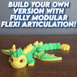 Dragon Builder System (Fire) - Modular Flexi Dragons, Mix & Match Parts, Baby Version 3MF 3d model