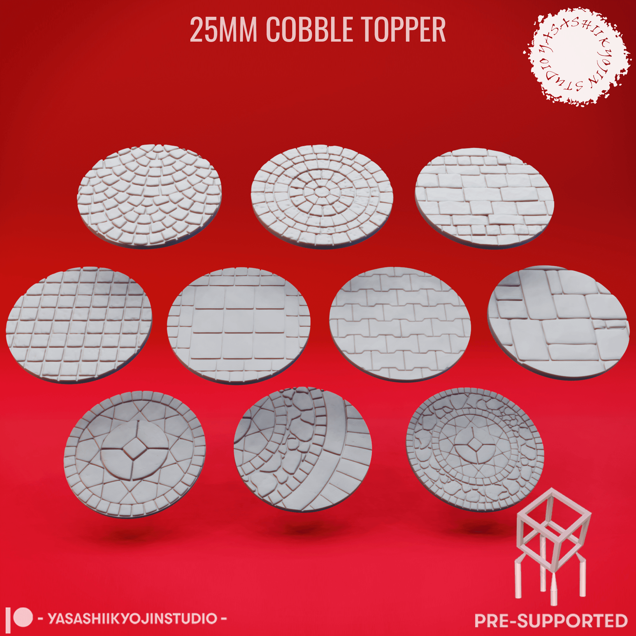 Basing Toppers - Cobble - 25mm (Pre-Supported) 3d model